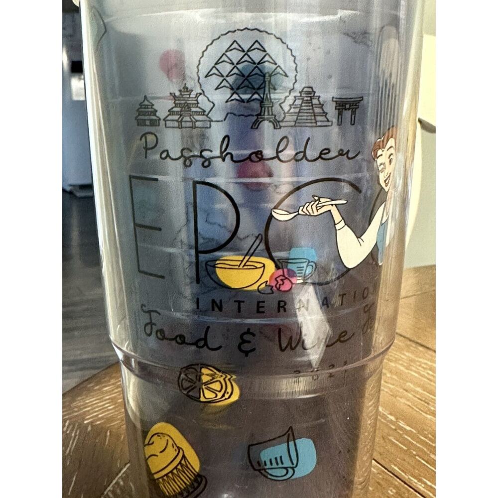 EUC Disney Epcot Food and Wine Festival 2021 Belle Tervis Tumbler Cup with Lid